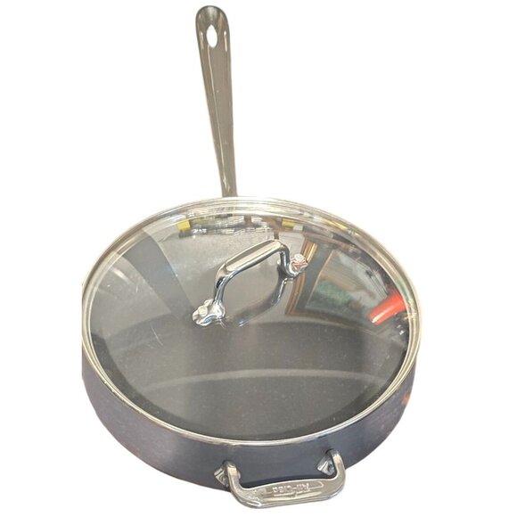 All-Clad 4QT Sauté Pan With Glass Lid Stainless Steel Handle Black - Picture 1 of 15